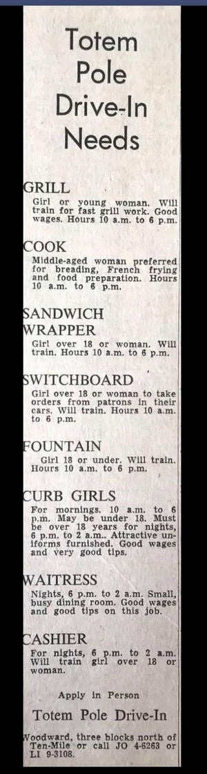 Totem Pole - Help Wanted Ad From Facebook (newer photo)